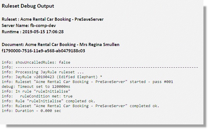 Ruleset Debug Output
